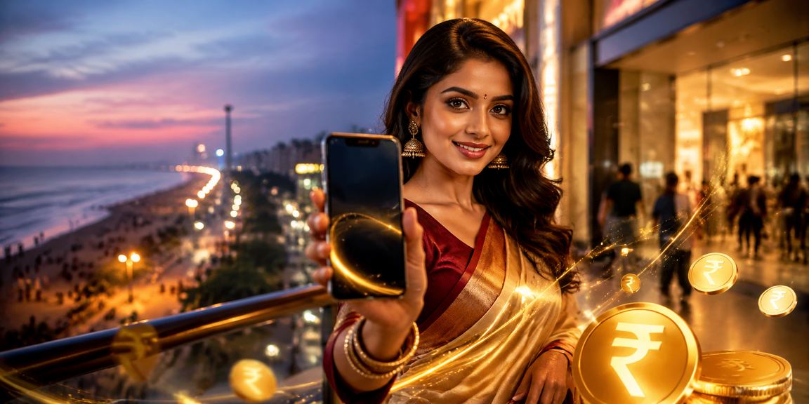 Indian user holding mobile phone using UPI payment app for online casino deposits